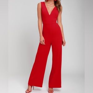 Lulu’s Red Wideleg Jumpsuit